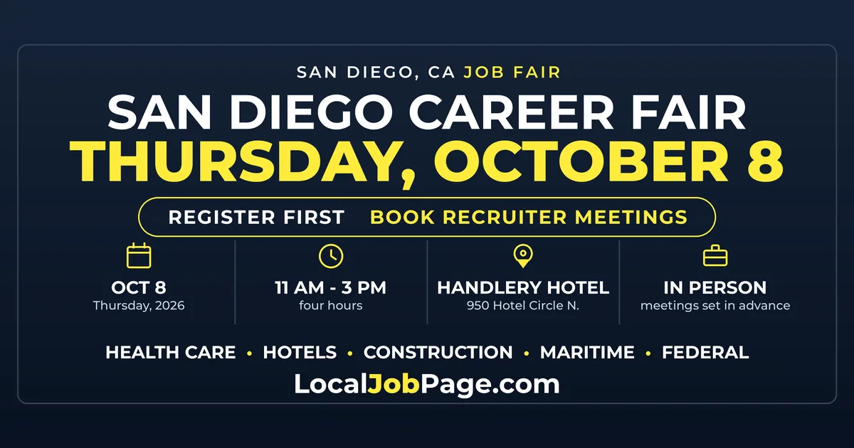 San Diego Career Fair October 8: Recruiter Meetings at the Handlery Hotel