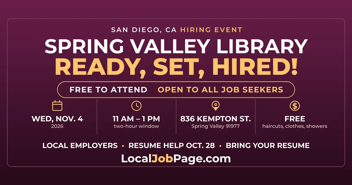 Spring Valley Hiring Event Nov. 4: Free Haircuts, Interview Clothes and Local Employers